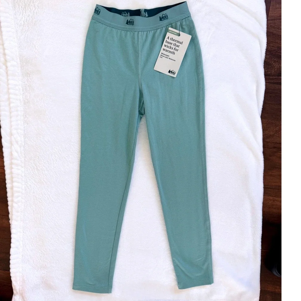 NWT REI Co-op Kids Midweight Base Layer Bottoms Thermal Tights XS 6-7 Sea Spray